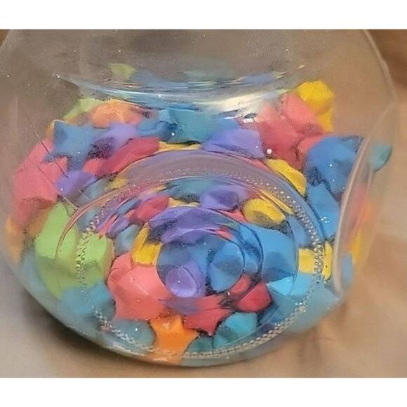 Glass Storage Jar with Handmade Origami Stars in Various Colors - Picture 4 of 5